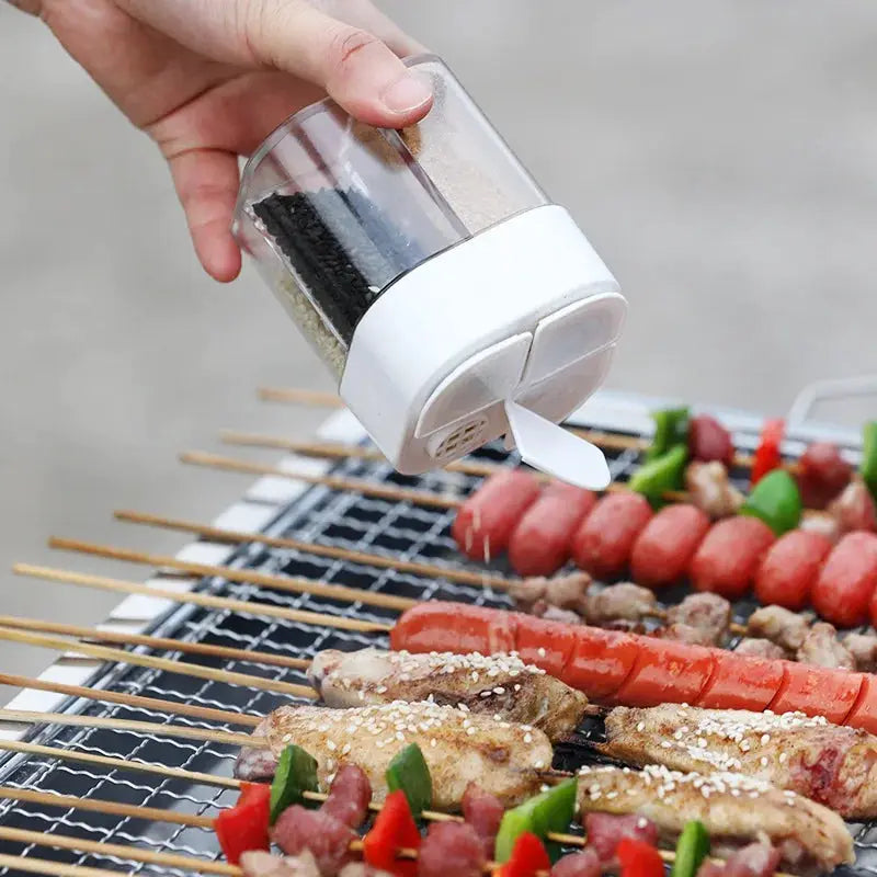 4 In 1 Camping Seasoning Shaker With Four Compartments For Outdoor BBQ Cooking Salt Pepper Storage Box And Lid