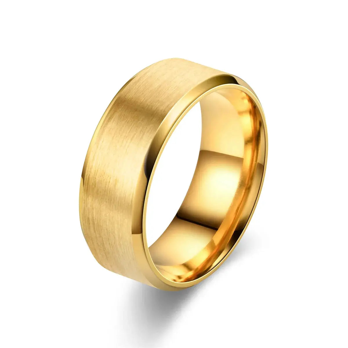 8mm Classic Stainless Steel Ring Unisex For Men And Women 7 Color Matte Finish Double Inclined Plane Design