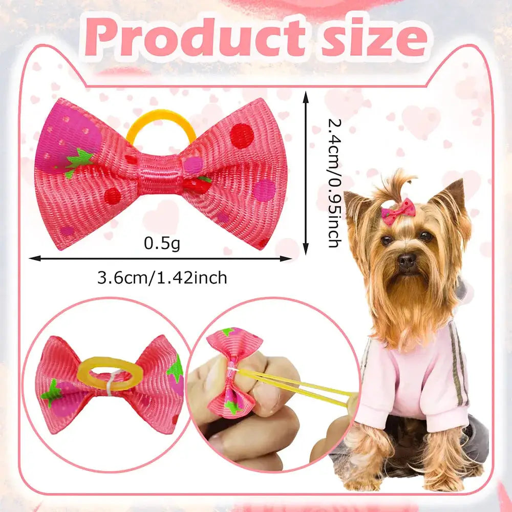 30 Pcs Dog Bows With Rubber Band Hair Accessories Handmade Movable Puppy Bows For Dogs And Cats Cute Pet Accessories