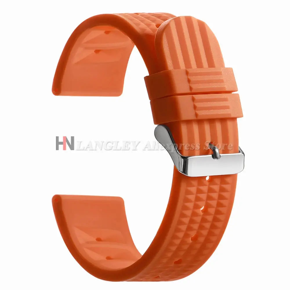 Watchdives Soft Rubber Waffle Strap 20mm 22mm Silicone Diver Watchband For Seiko SKX007 Waterproof