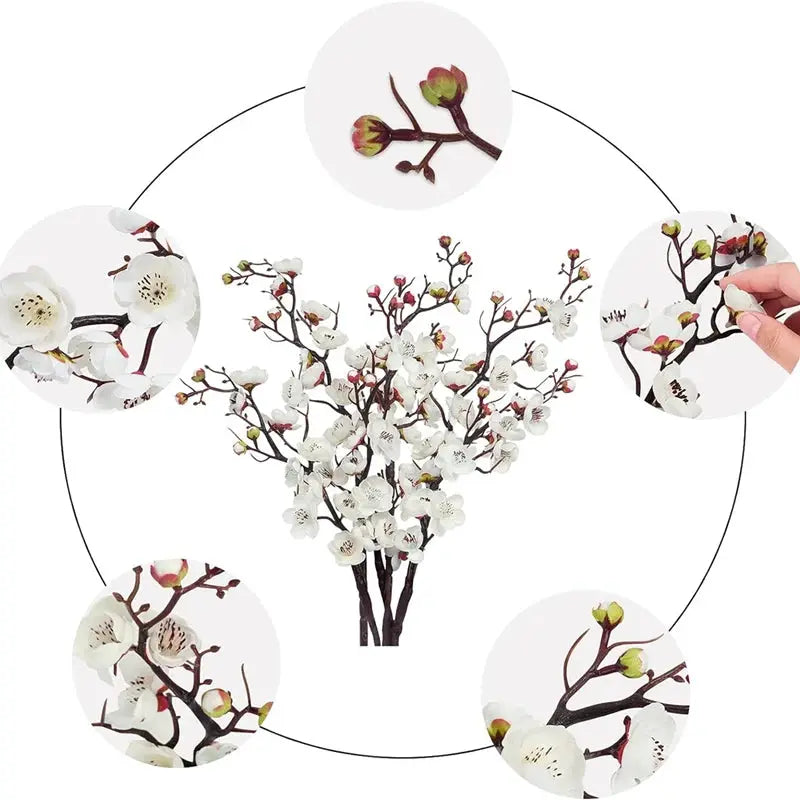 1Pc Artificial Plum Blossom And Peach Branch Silk Flowers For Home Wedding Party Decor And Wreaths