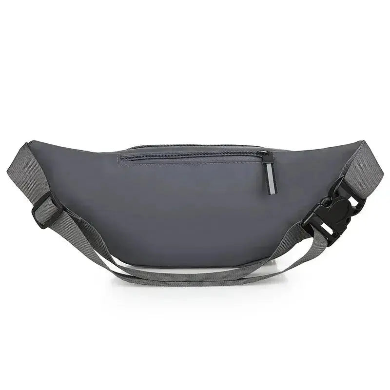 Men's canvas waist bag in gray with an adjustable strap.