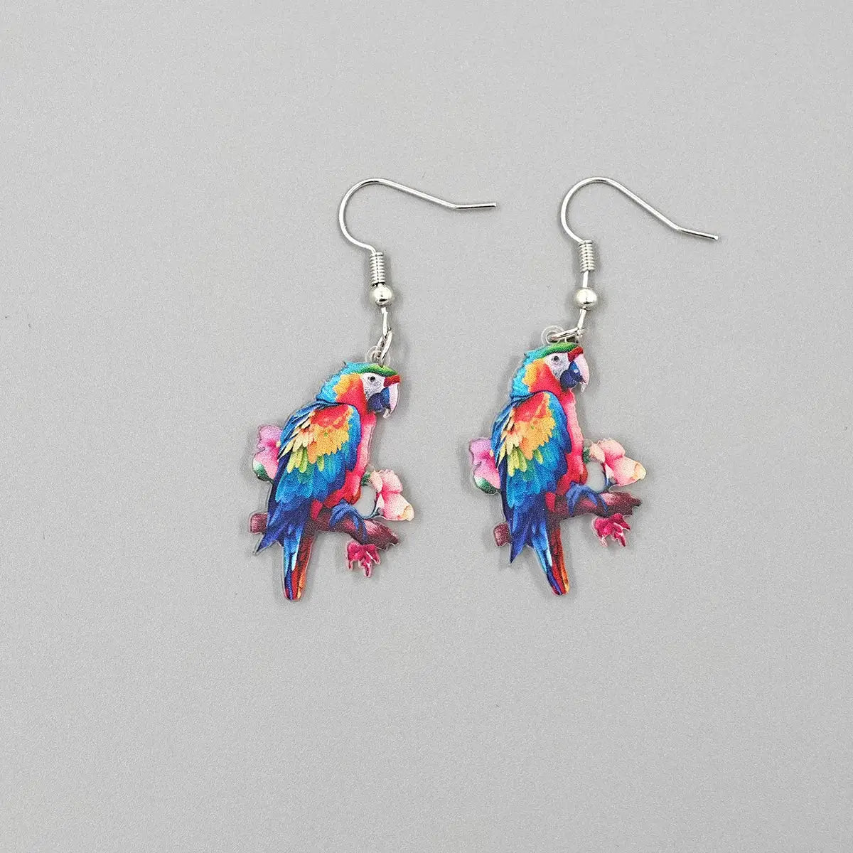 Cross Border Spring Festival Colorful Bird Acrylic Earrings Europe America 2024 Hot Selling Fashion Retro Jewelry