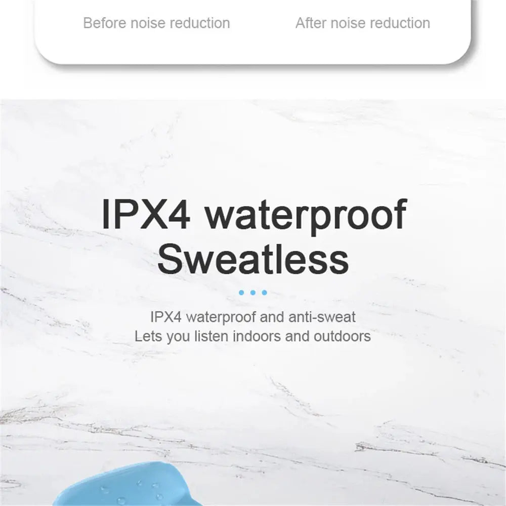 A6S wireless Bluetooth earphones by Simples Market; blue earbud with IPX4 waterproof protection.