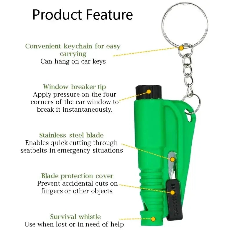 Safety Hammer With Rescue Whistle 2 In 1 Car Escape Tool Window Breaker And Seatbelt Cutter Compact Emergency Tool