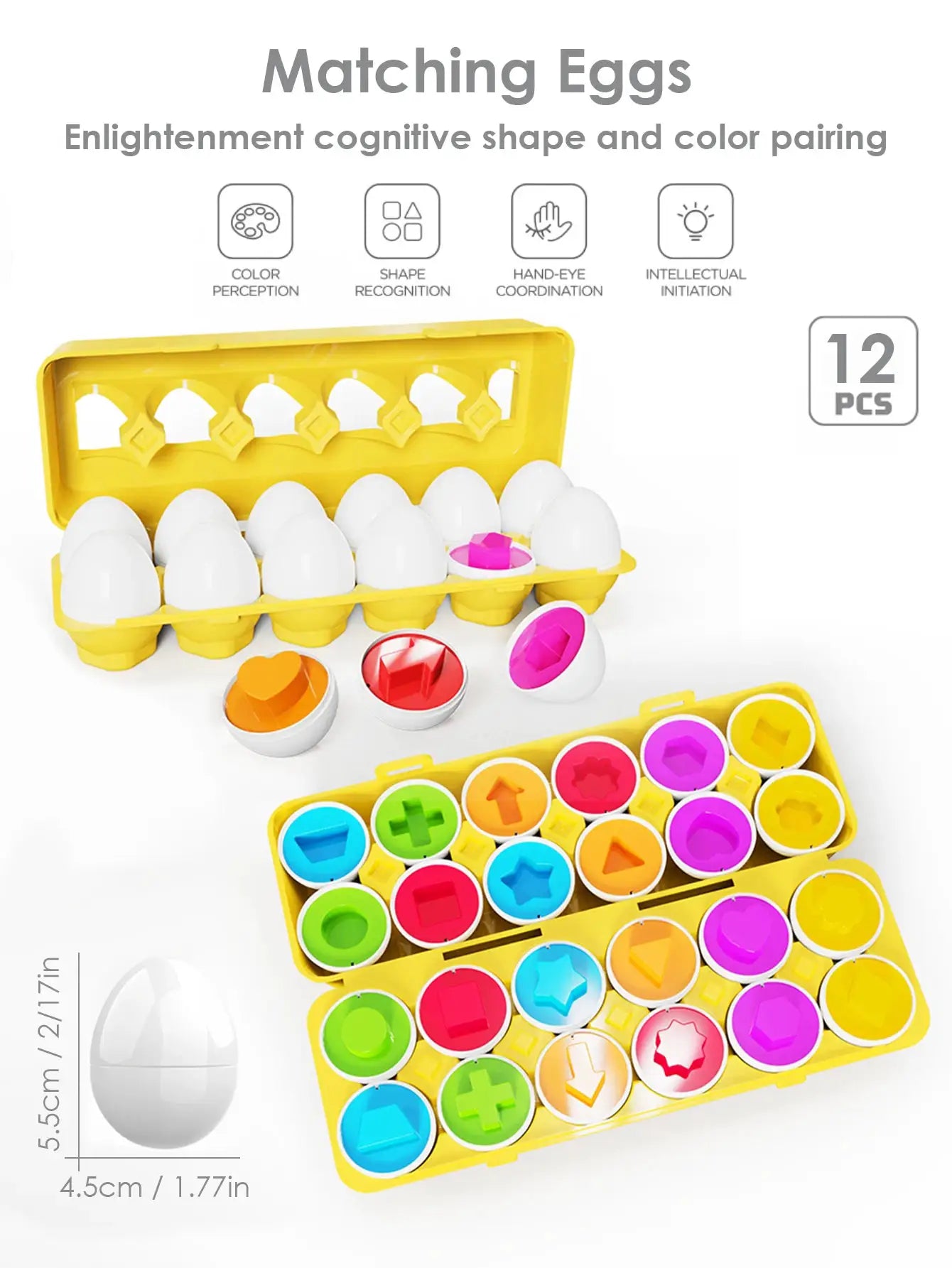 6 Pcs Baby Smart Eggs Montessori Educational Toys For Children Color Shape Matching Recognize Toddler Learning