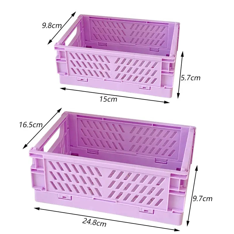 Collapsible Plastic Folding Storage Box Basket Desk Organizer For Home School Office Cosmetic And Accessories