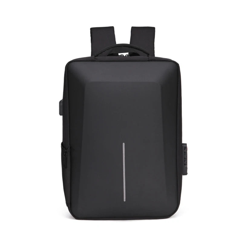 Men's hard-shell anti-theft backpack, black high-capacity USB charging travel bag by Simples Market