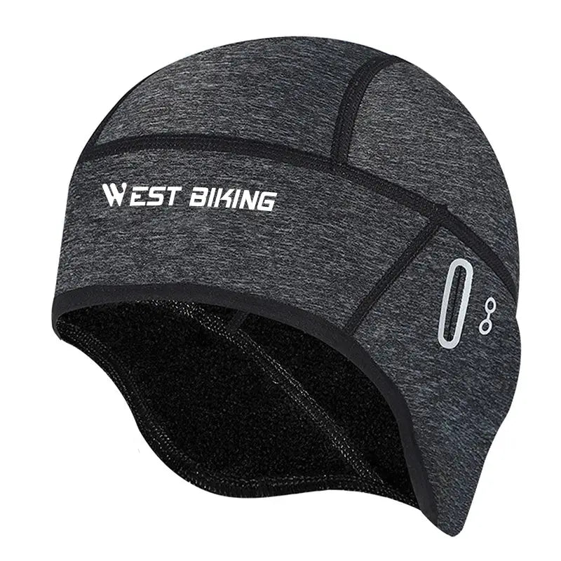 West Biking Winter Fleece Cycling Cap Windproof Thermal Skull Cap Helmet Liner For Men MTB Riding
