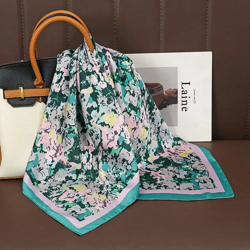 Luxe Silk Satin Square Scarf Silk Feel Finish Versatile Fashion Wrap For Shawl Hijab Neckerchief Hair Ribbon Headband