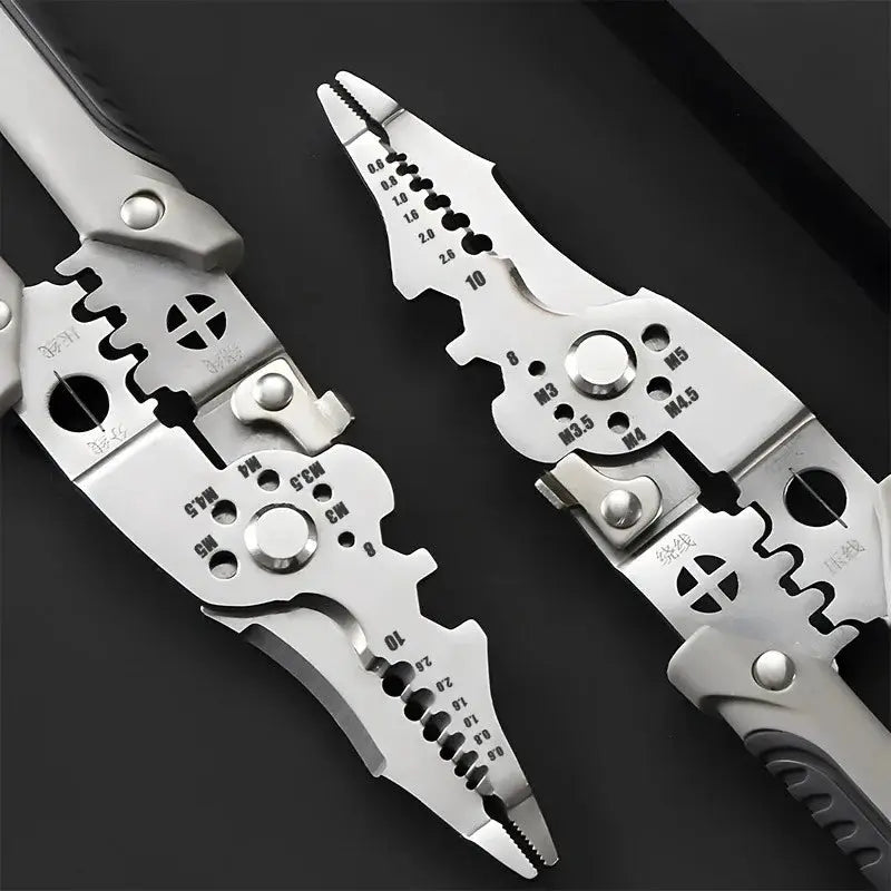8.5 Inch Multi Functional Wire Stripper Cutter Crimper Heavy Duty Stainless Steel Pliers Ergonomic Grip