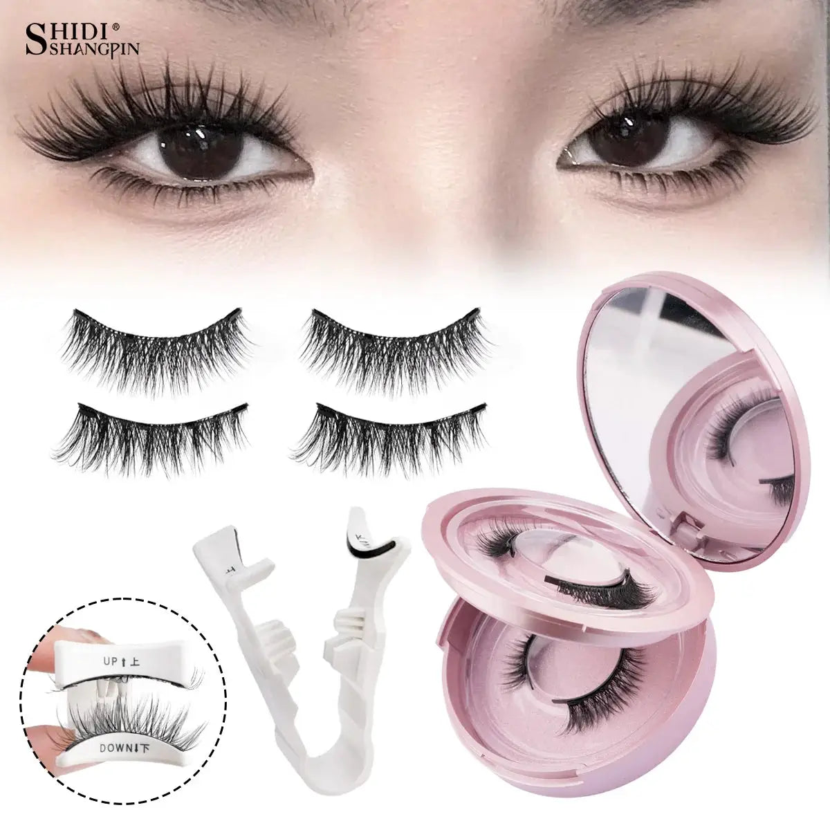 Magnetic Eyelashes Half Pair Handmade 3D Mink Reusable False Eyelashes Set Natural Long Look With Tweezers Tool