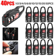 Padlock set: 40pcs mini combination padlocks by Simples Market, black with red cross logo for luggage and cabinets