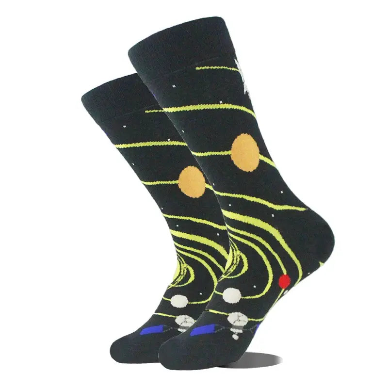 Cotton Happy Funny Socks For Men Women Unisex Crew Socks Alien Planet Shark Dinosaur Novelty Design
