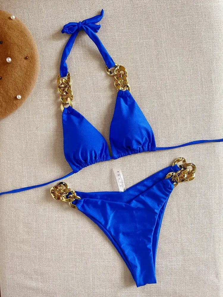 Ruotongsept New Sexy Bikini 2023 Triangle Halter 2 Piece Swimwear For Women Push Up Brazilian Bathing Suit