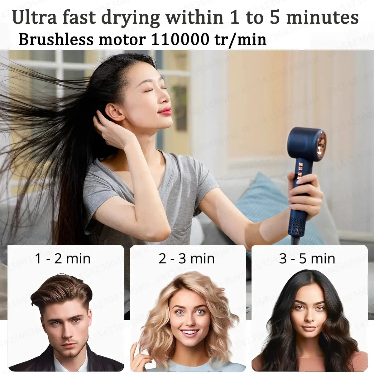 Super Hair Dryer 220V blue handheld ionic dryer by Simples Market