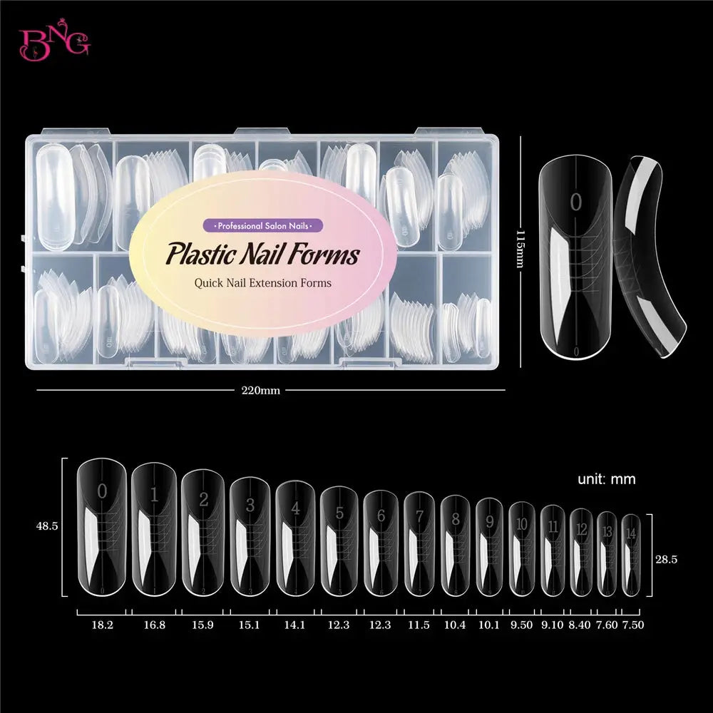 Wide Size Dual Form Nail Molds For Quick Build UV Gel Extensions Square Coffin Almond Shapes
