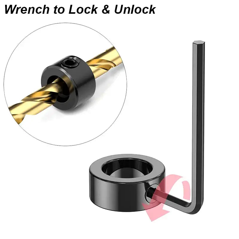 Drill Stop Collar Set For Depth Control Adjustable Metric Ring Lock Steel Positioner Guide For Woodworking