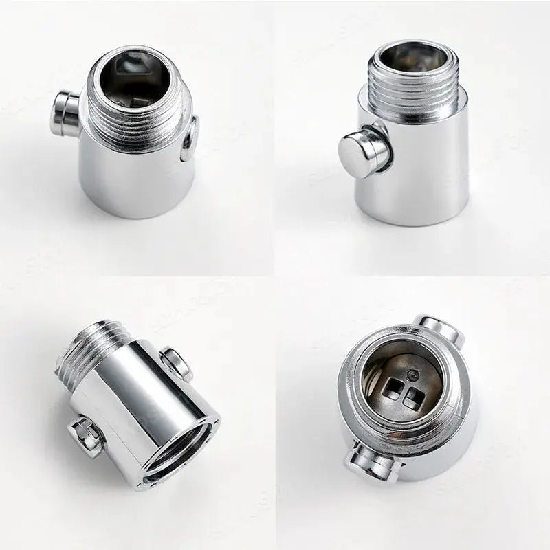 Chrome shower head flow stop valve with one-button water stop, bathroom shower accessory