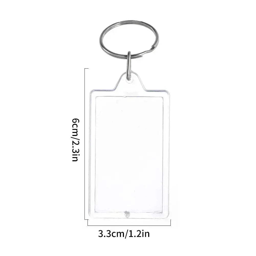 Transparent Rectangle Acrylic Photo Frame Keychain with Blank Insert for Photos DIY Split Ring Key Ring 2035