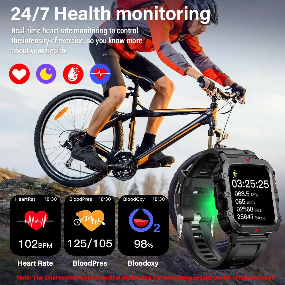 LAXASFIT Men Sports Smart Watch With 1.71 Inch HD Touch Screen Blood Oxygen Bluetooth Calling And Multi Sport Modes