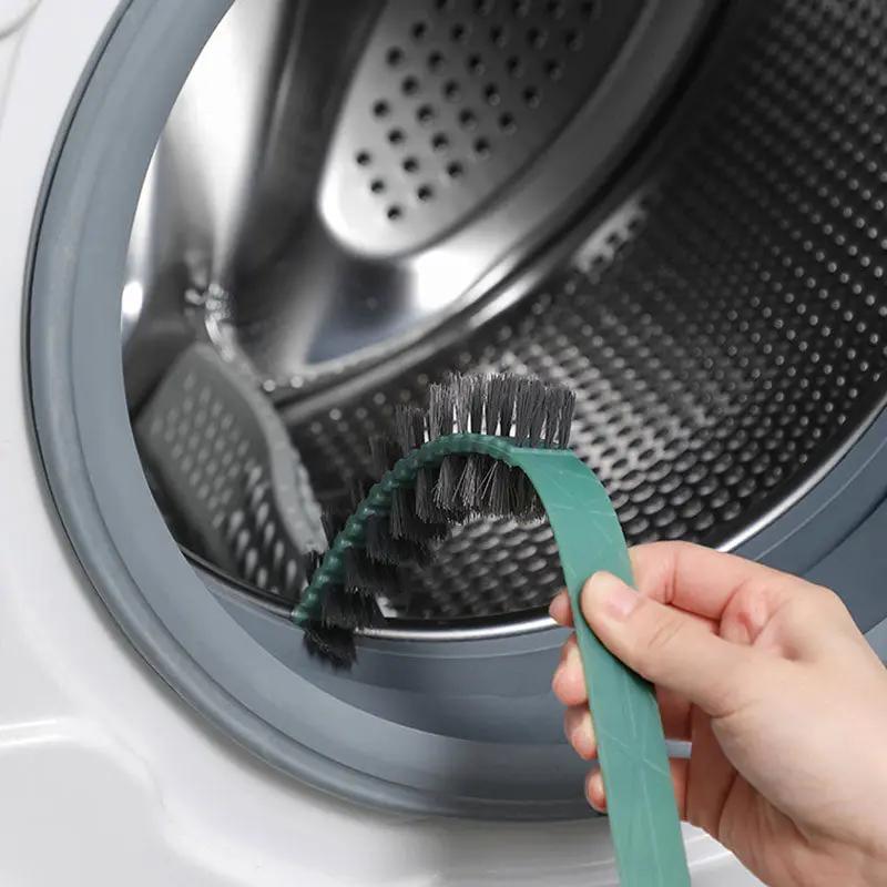 Simples Market deep cleaning brush for washing machines, extra-long green handle with dense black bristles