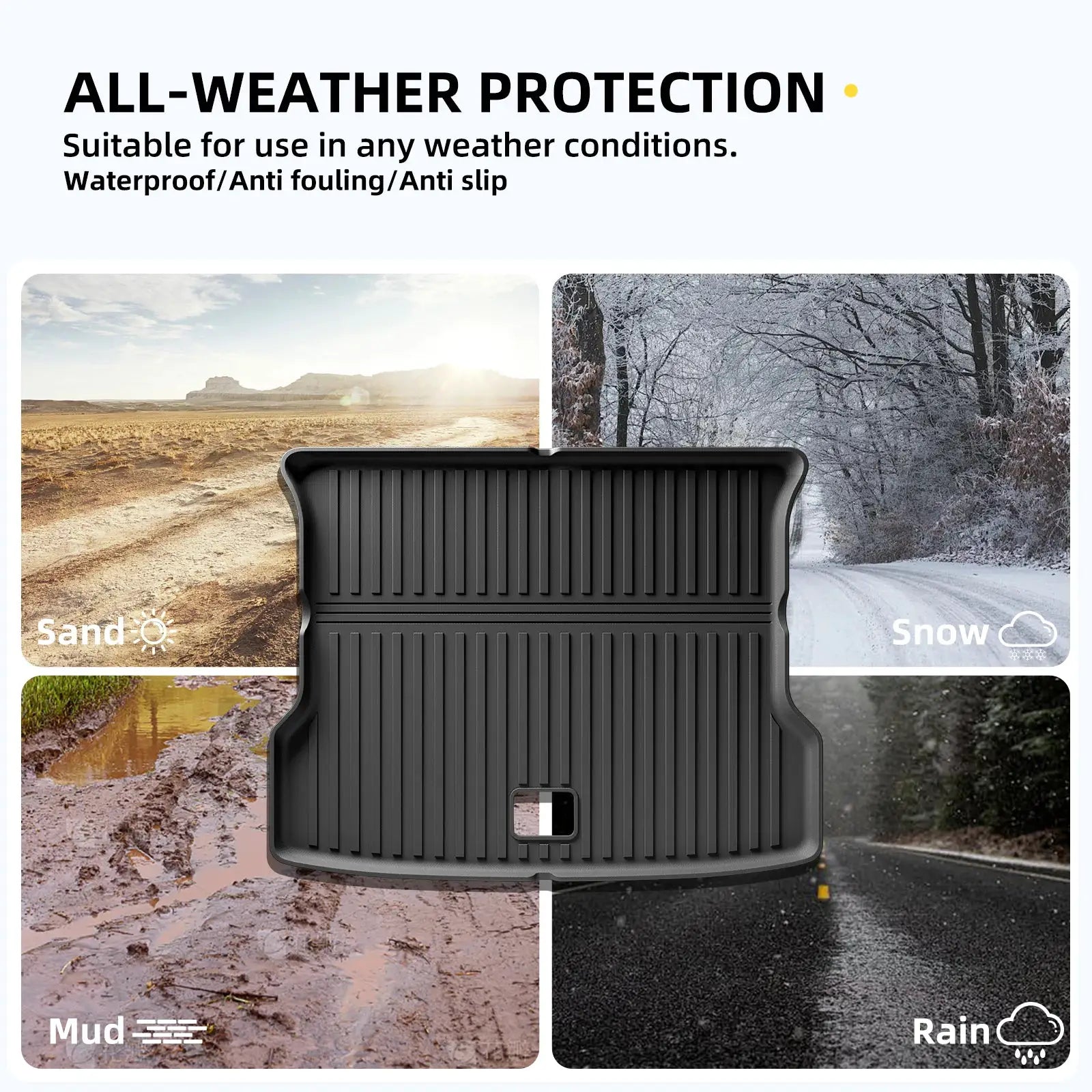 LUCKEASY rear seat backrest protector and trunk liner for Xpeng G6 (2023–2025), black ribbed TPE mat.