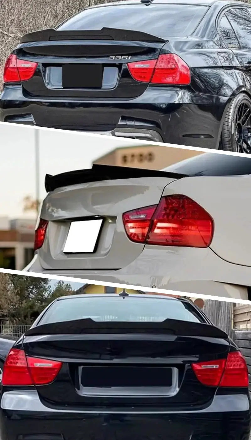 Simples Market universal 3pcs sedan rear wing spoiler kit, black, 117–127cm, DIY refit