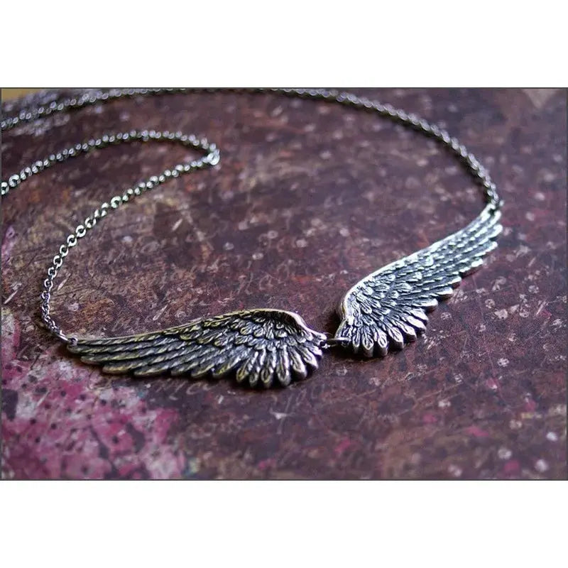 Vintage Angel Wings Feather Choker Necklace With Large Pendant Aesthetic Link Chain For Women Wedding