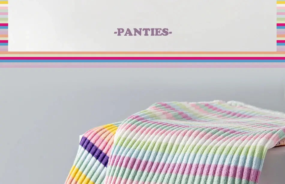 3PCS women cotton low-rise panties in rainbow striped pattern