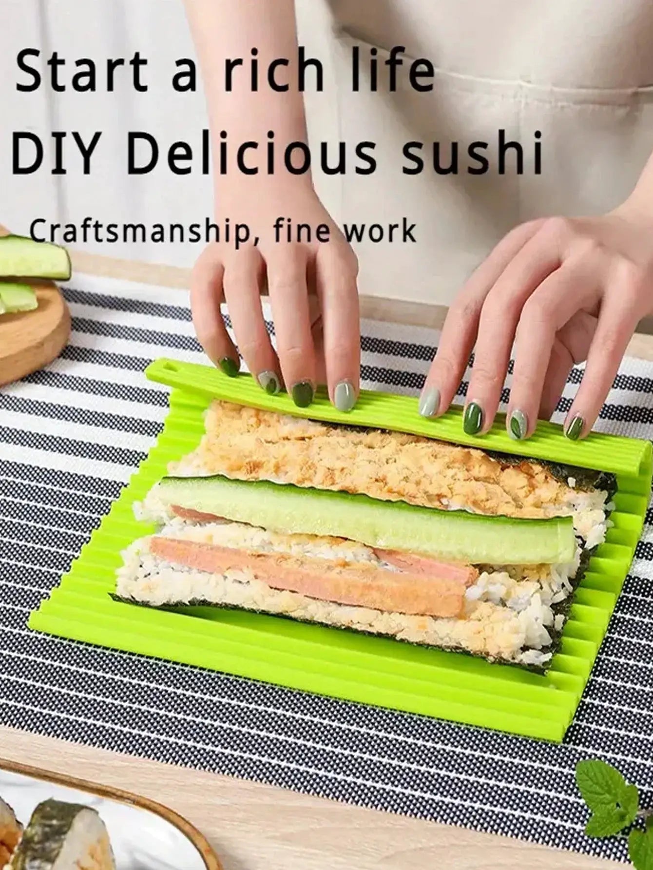 EcoChef Sushi Roll Mat Non Slip Fine Grain Silicone For Easy Consistent Home Rolls