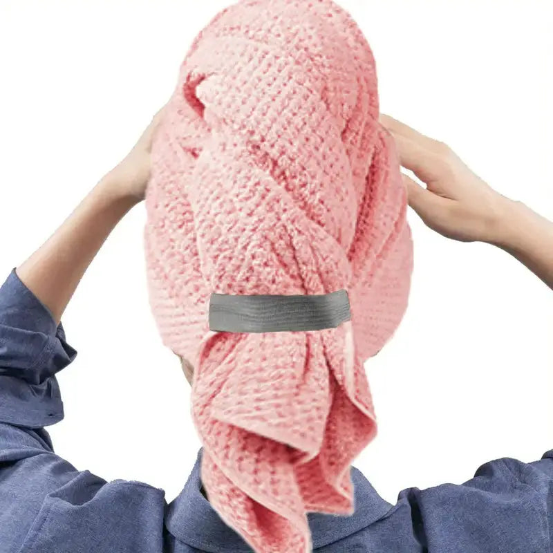 Extra Large Microfiber Hair Towel Wrap With Elastic Band Quick Dry Ultra Absorbent Soft Turban