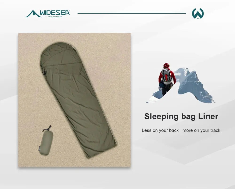 Sleeping bag liner ultralight olive-green mummy, single-person with carry pouch, Simples Market
