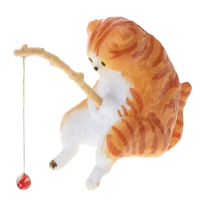 Cartoon Fishing Ornament Resin Figure For Aquarium Landscaping Decor Home And Office Decoration