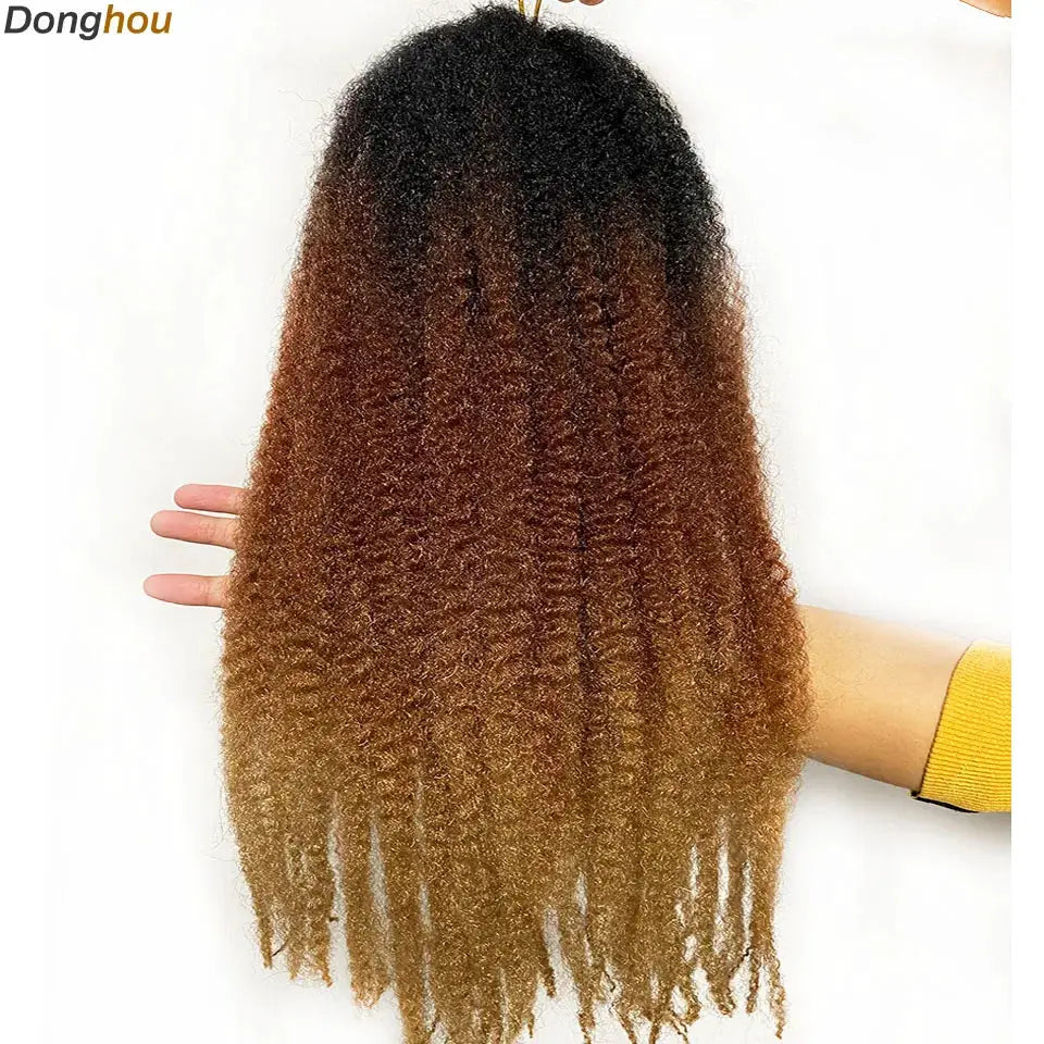 Marley Hair 18in synthetic braiding hair, ombre black-brown-blonde, for Afro kinky Marley twists (Donghou)