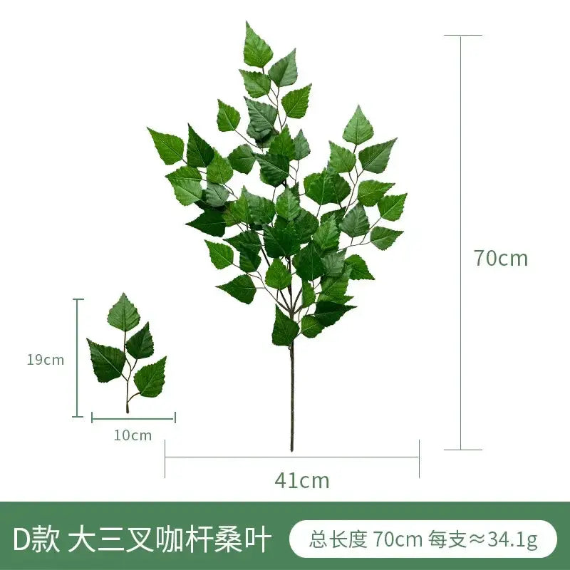 Artificial eucalyptus plant arrangement by Simples Market; green faux leaves, two sizes shown (70cm and 19cm).