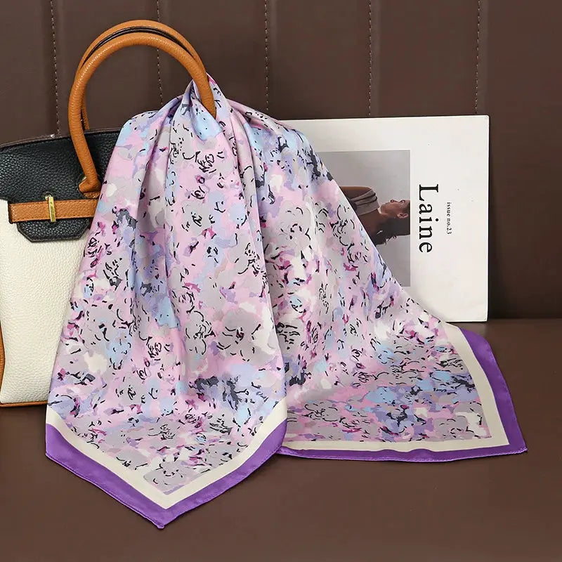 Luxe Silk Satin Square Scarf Silk Feel Finish Versatile Fashion Wrap For Shawl Hijab Neckerchief Hair Ribbon Headband
