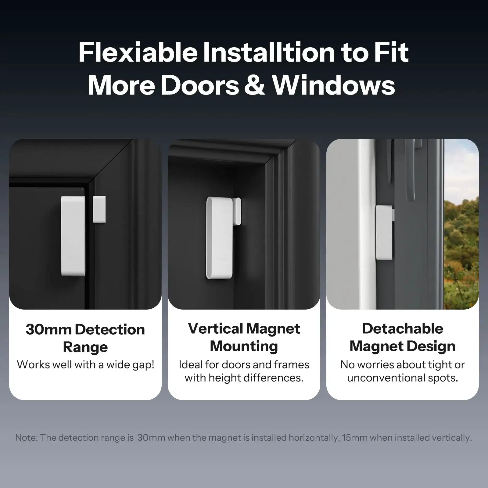 SONOFF SNZB-04PR2 SenseGuard Zigbee door/window sensor; Simples Market white magnet, black housing, 3 options.