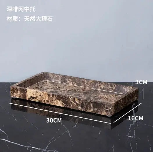 Emperador Dark natural marble bathroom set with toothbrush holder, soap dish and dispenser