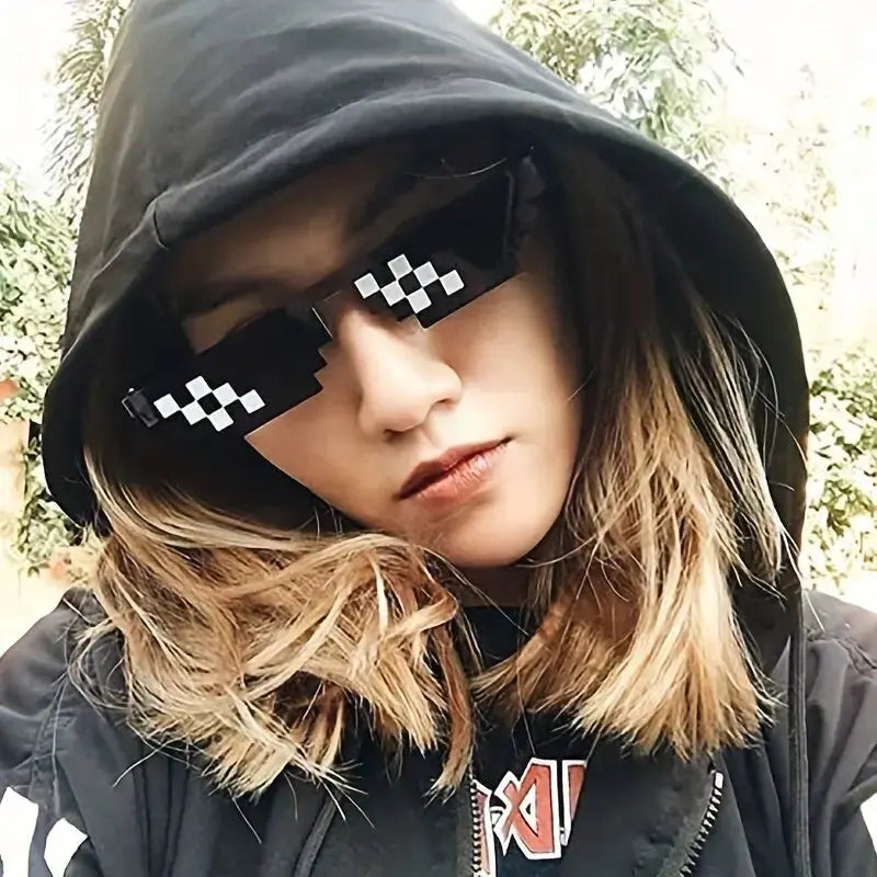Mosaic Pixelated Sunglasses Two Pack Vintage Mosaic Pattern With Mirror UV400 Lenses For Men And Women
