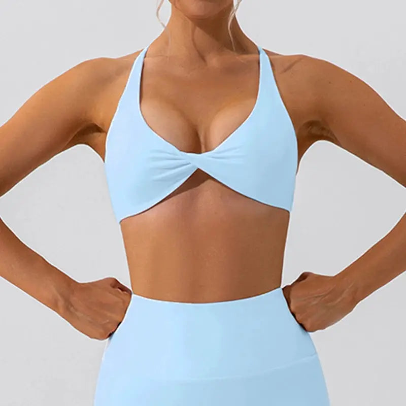 VivaSport Womens Breathable Quick Dry Nylon Spandex Sports Bra For Yoga Running Back Cross Support All Day Comfort