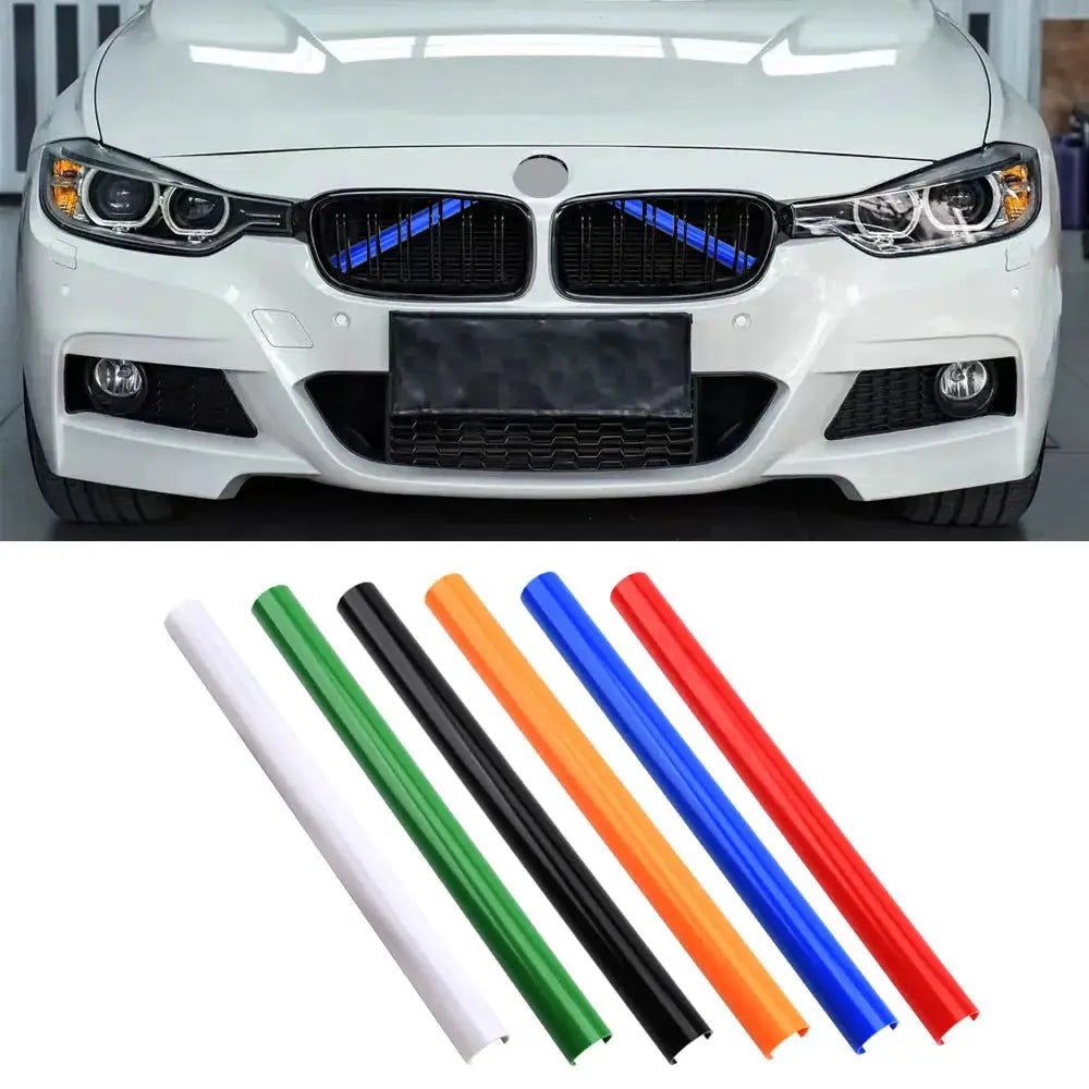 BMW front grille trim strips, 2pcs set, V-brace M Sport style; assorted color options