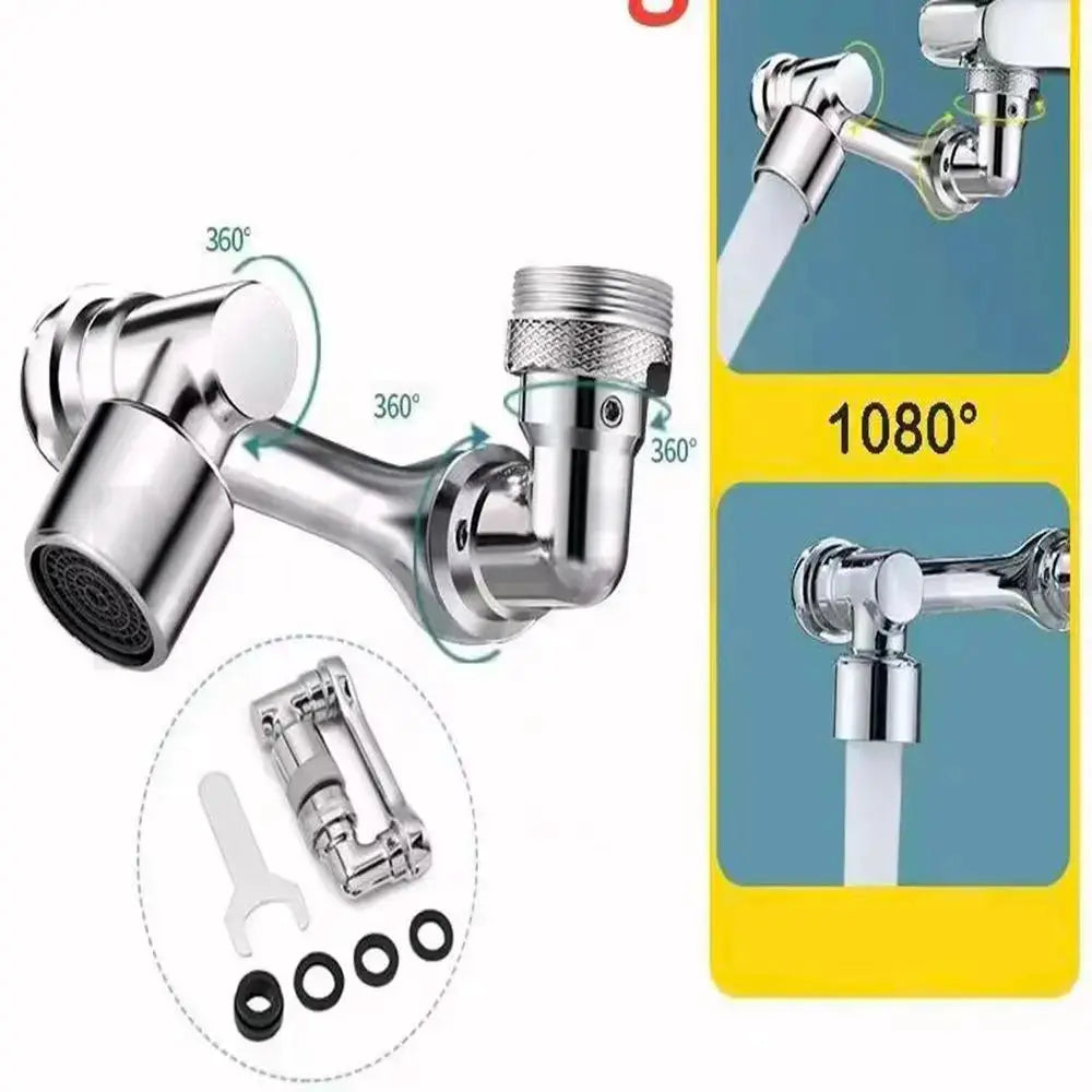 Simples Market chrome heavy-metal faucet sprayer head with 1080° rotation for universal kitchen faucet, includes mounting hardware