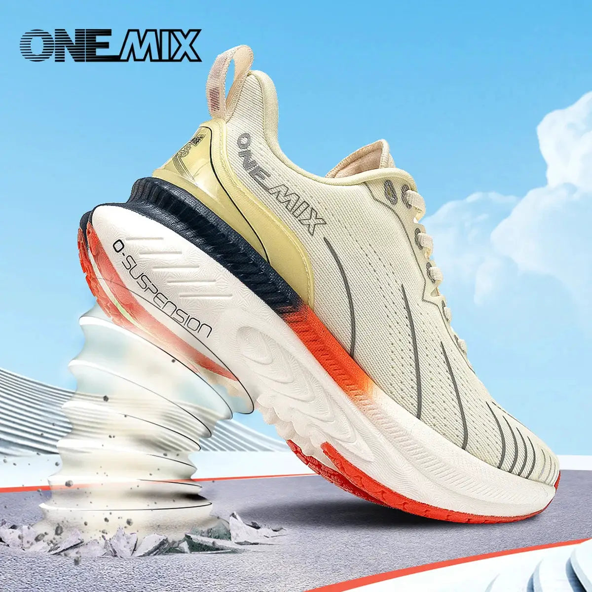 ONEMIX Cushioning Running Shoes For Men And Women Lace Up Heavy Runners Non Slip Outdoor Athletic Sneakers