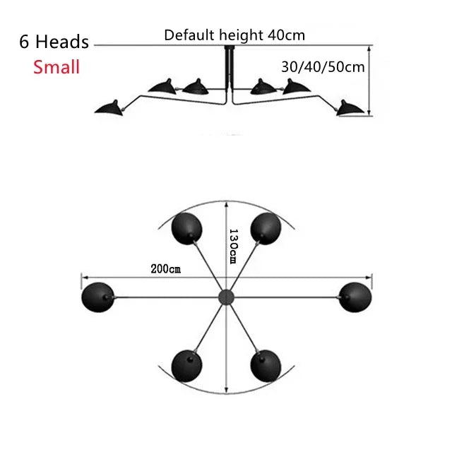 Simples Market Mouille spider pendant ceiling lamp, black multi-head (3/6), ideal for living room or bedroom.