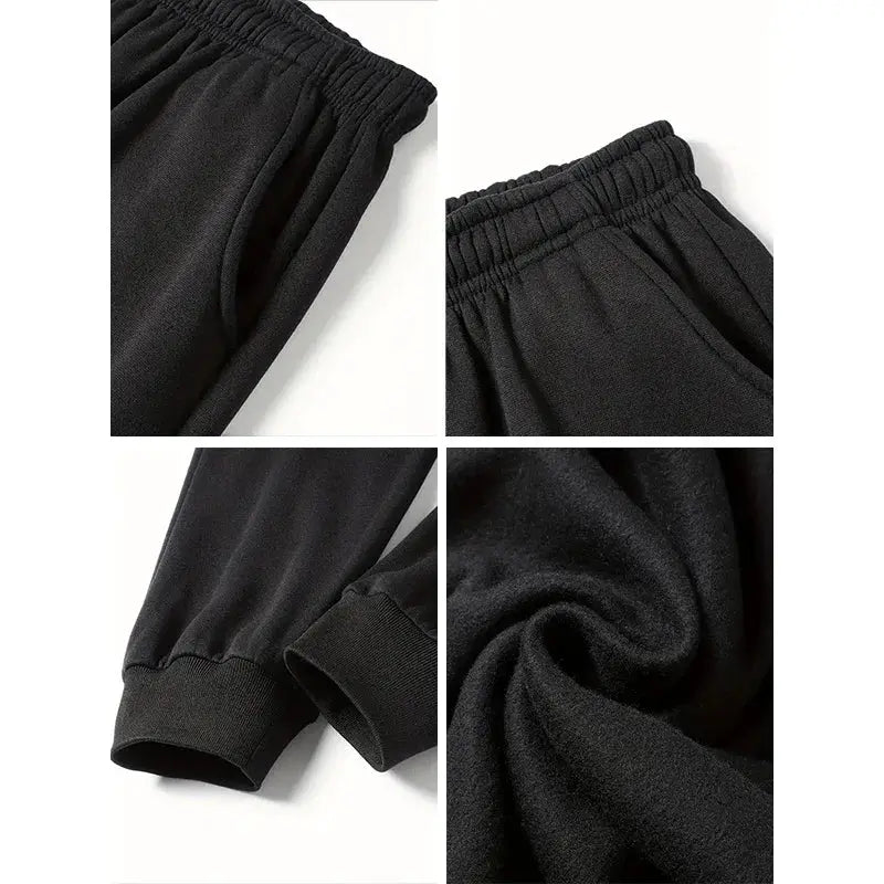 Men's black jogger sweatpants with elastic waistband and ribbed cuffs