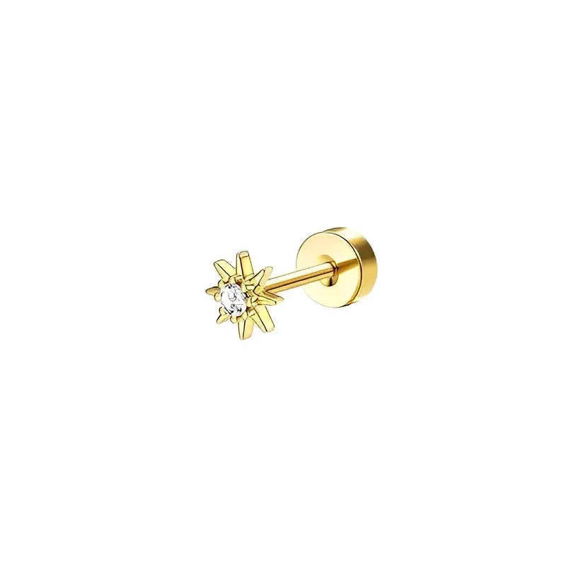 Bobisty 1pc Surgical Stainless Steel Earrings Dainty Flat Back Stud Hoop Cartilage For Sensitive Ears Women