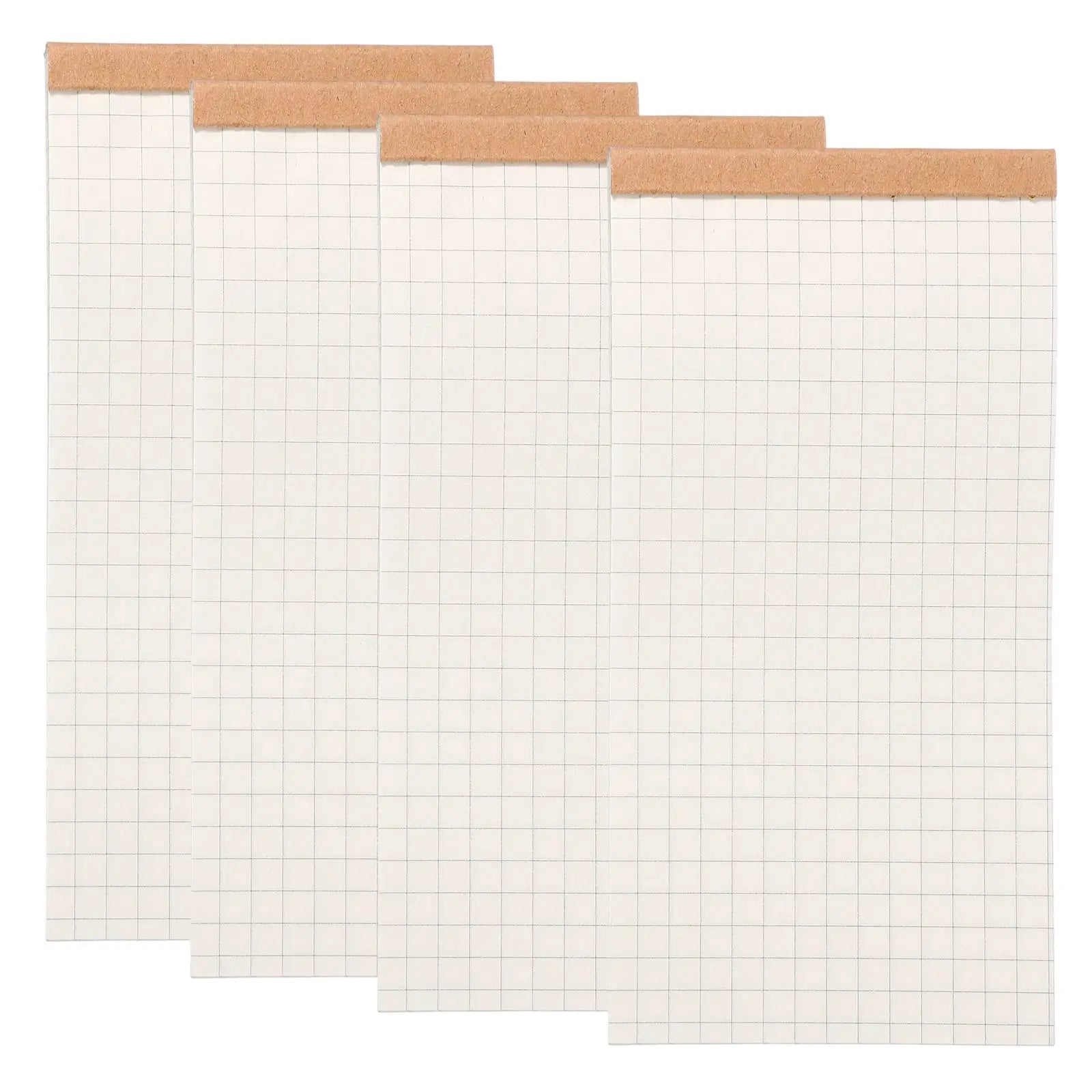 4-pack portable field-notes grid notepads with cork-top strips on white pages