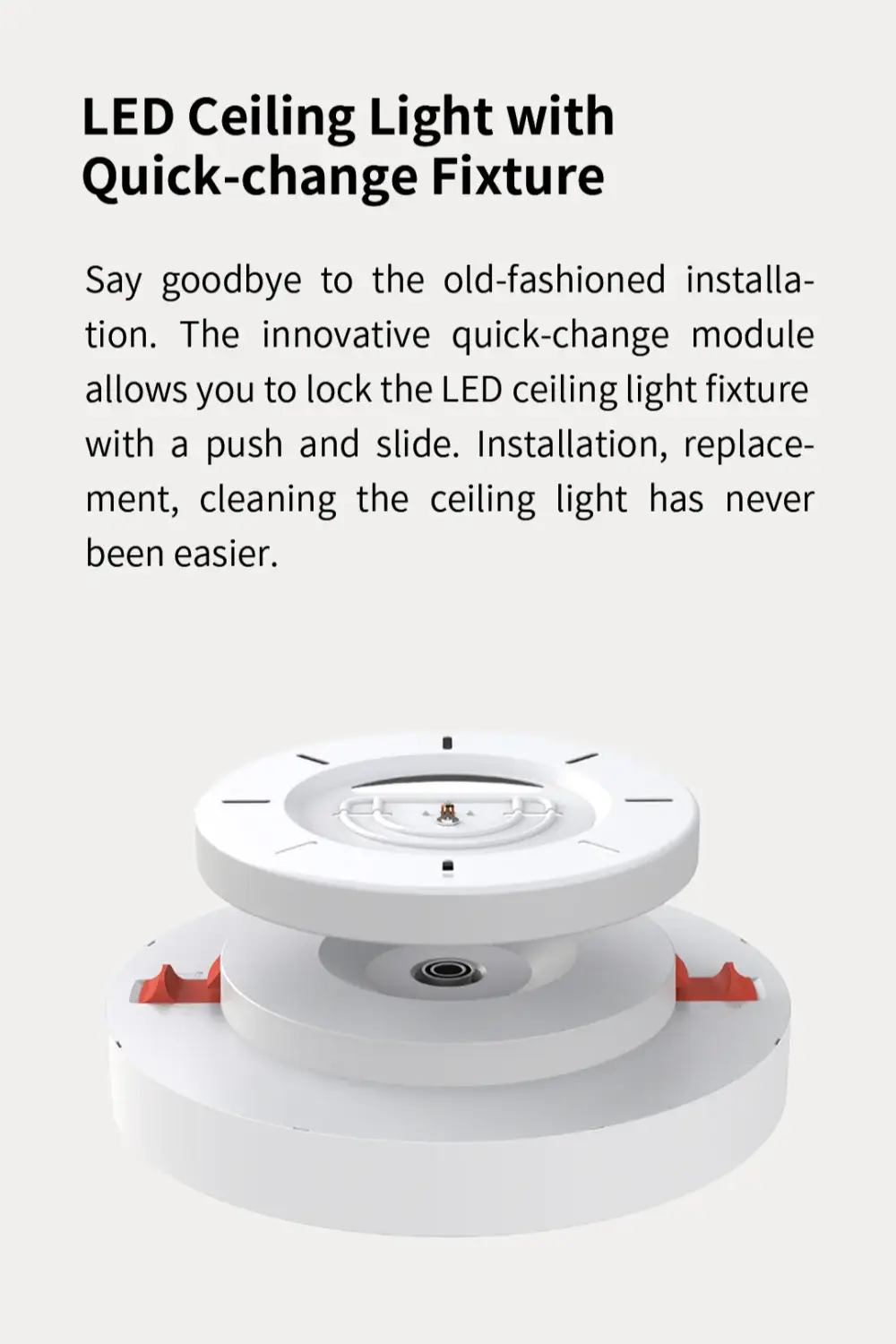 LED ceiling light with quick-change fixture; white circular module, Wi-Fi connected, 2700–6500K dimmable