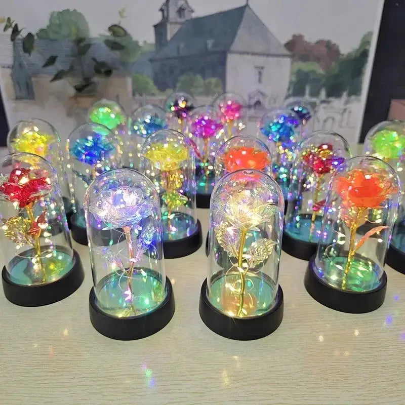 Artificial Rose Flowers With LED Light Eternal Rose Gift For Girlfriend Valentines Day Wedding Decor Christmas Gifts